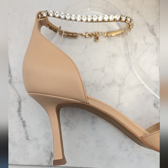 Vince Camuto Evansa nude open square toe jewelled ankle heels size 10 - Picture 5 of 12